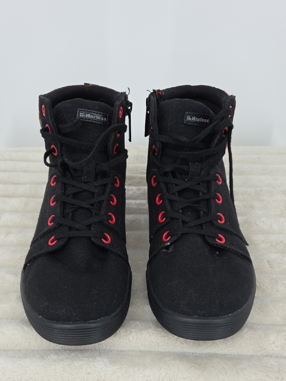Dr. Martens Black Sneakers with Red Eyelets